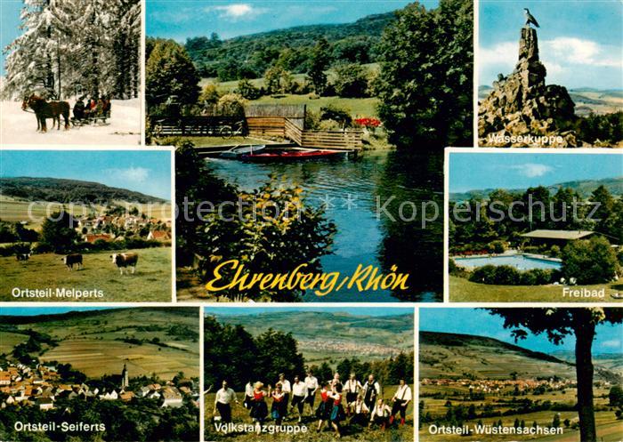 Ehrenberg Rhoen Schlittenfahrt Partie am See Freibad Wasserkuppe Ortsteile Melpe