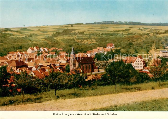 Moemlingen Ansicht mit Kirche und Schulen
