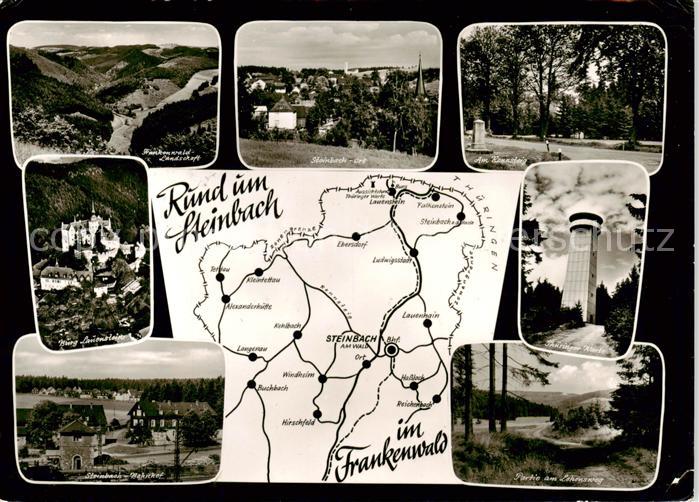 Steinbach Kronach um Umgebung Landschaftspanorama Thueringer Warte Landkarte