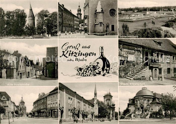 Kitzingen Main Falterturm Kirchgasse Schwimmbad Strassenpartien Kirche Spital Lu