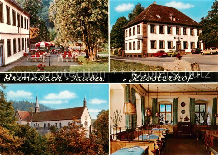 Bronnbach Gasthaus und Pension Klosterhof Gastraum Terrasse Kirche