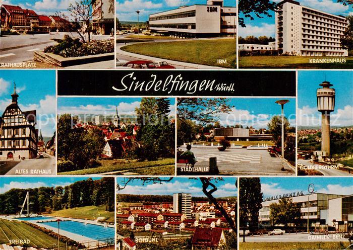 Sindelfingen Rathausplatz IBM Firmengebaeude Krankenhaus Rathaus Stadthalle Gold