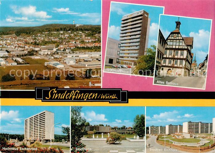 Sindelfingen Stadtpanorama IBM Hochhaus Rathaus Hochhaus Eschenried Stadthalle S