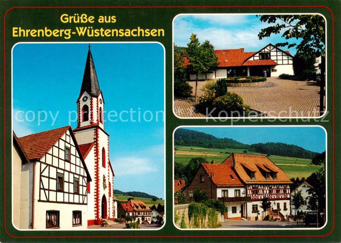 Wuestensachsen Ehrenberg Kirche Ortsmotive Fachwerkhaus