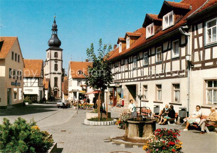 Gersfeld Rhoen Marktplatz Kirche Fachwerkhaeuser