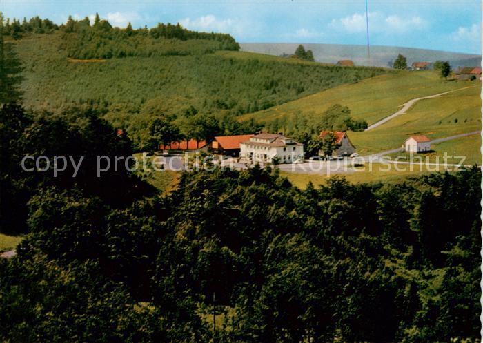 Poppenhausen Rhoen Blick von der Enzianhuette auf Gasthaus Pension Grabenhoefche