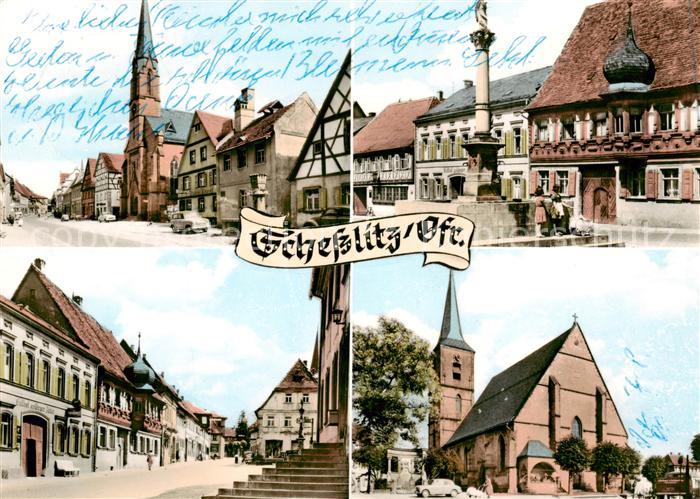 Schesslitz Motive im Ortszentrum Brunnen Kirche