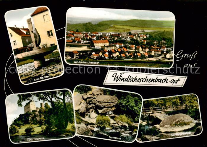 Windischenbach Stadtpanorama Brunnen Burg Neuhaus Tischstein Felsen Natur Waldna