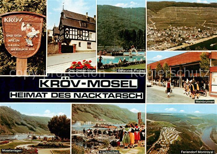 Kroev Croev Croev Mosel Heimat des Nacktarsch Drei-Giebel-Haus Weinbrunnen Trach