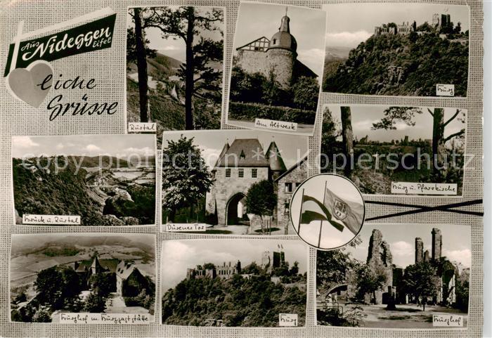 Nideggen Eifel Panorama Rurtal Altwerk Burg Kirche Duerener Tor Burg Ruine