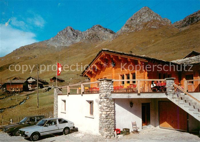 Avers-Juf GR Gasthaus Pension Edelweiss Blick gegen Mazzaspitz Foppaspitz Alpen
