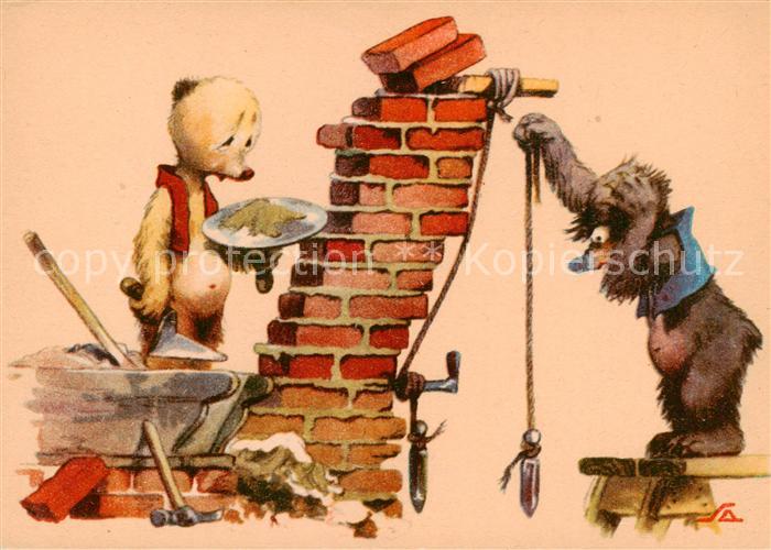 Vermenschlicht Baer Bauen Litho