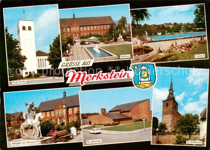 Merkstein Ev Kirche Rathaus Freibad Anlagen am Rathaus St Johannes St Willibrord