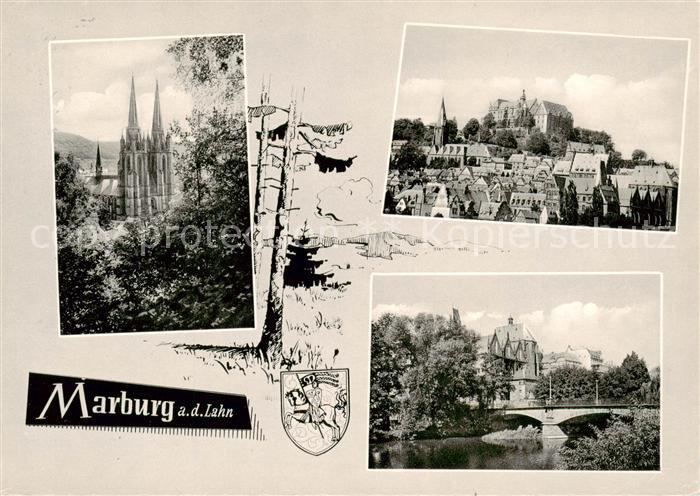 Marburg Lahn Kirche Schloss Partie an der Lahn