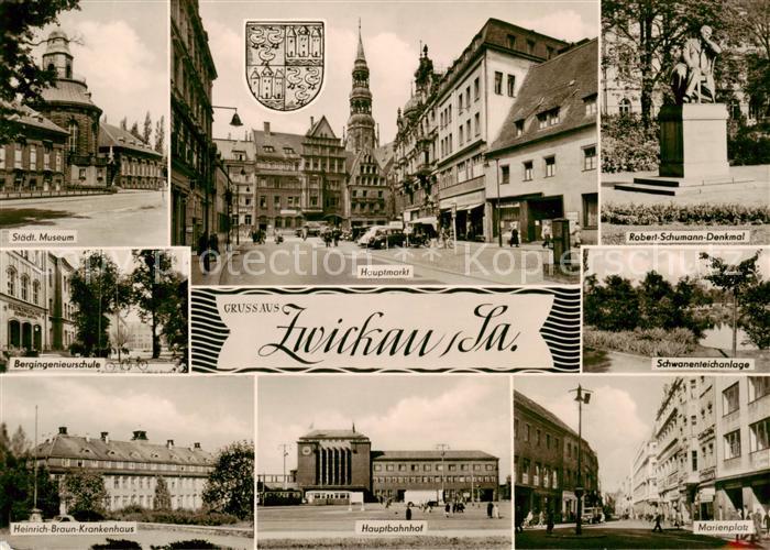 Zwickau  Sachsen Staedt Museum Hauptmarkt Robert Schumann Denkmal Bergingenieurs