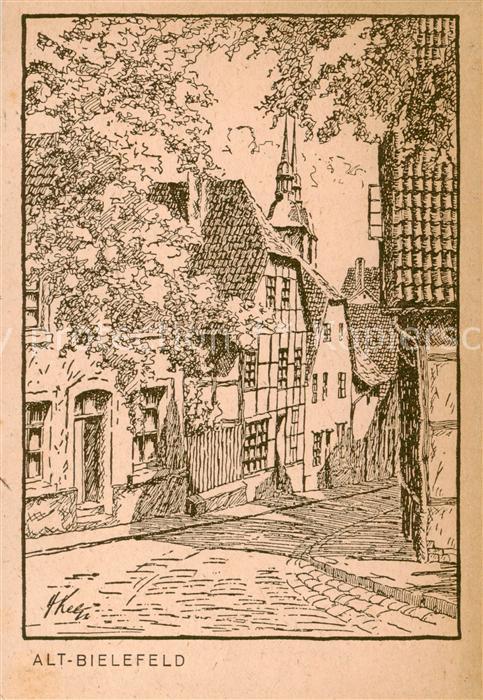 BIELEFELD  CITY Burgstrasse Federzeichnung