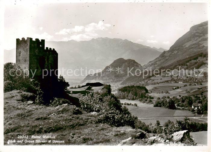 Wartau SG Ruine Wartau mit Graue Hoerner und Gonzen