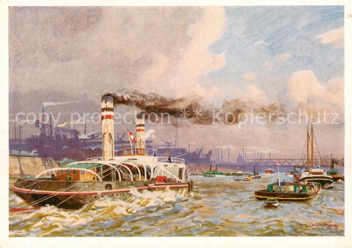 Duisburg  Ruhr Rheinschiffahrt Kuenstlerkarte