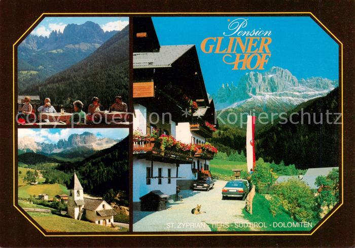 Tiers Tires Rosengarten Trento IT Pension Gliner Hof Terrasse Kirche