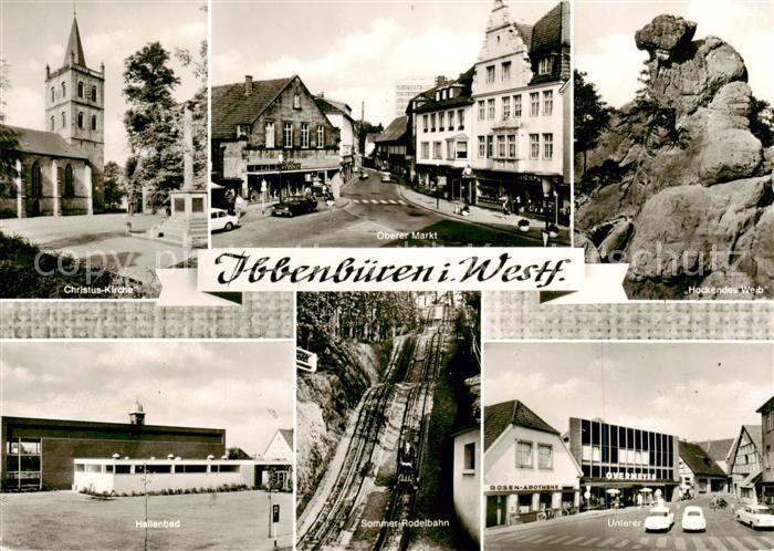 Ibbenbueren Christus Kirche Oberer Markt Hockendes Weib Hallenbad Sommer Rodelba
