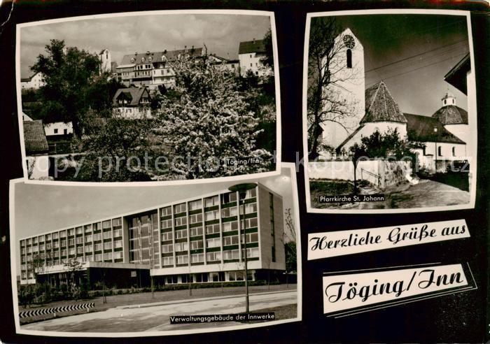 Toeging  Inn Panorama Verwaltungsgebaeude der Innwerke Pfarrkirche St Johann