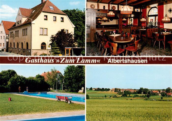 Albertshausen Wuerzburg Gasthaus Zum Lamm Schwimmbad Gaststube Panorama