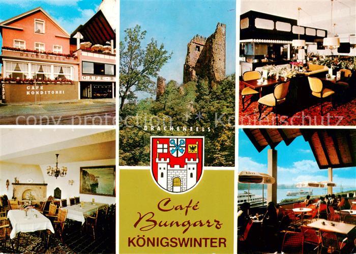 Koenigswinter Rhein Cafe Konditorei Bungarz Gastraeume Terrasse Ruine Drachenfel