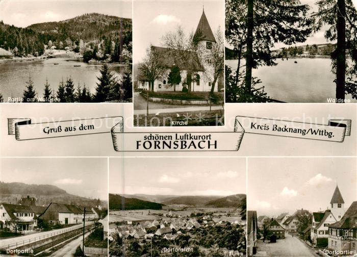 Fornsbach Murrhardt Partie am Waldsee Kirche Dorfpartie Dorfansicht Dorfstrasse