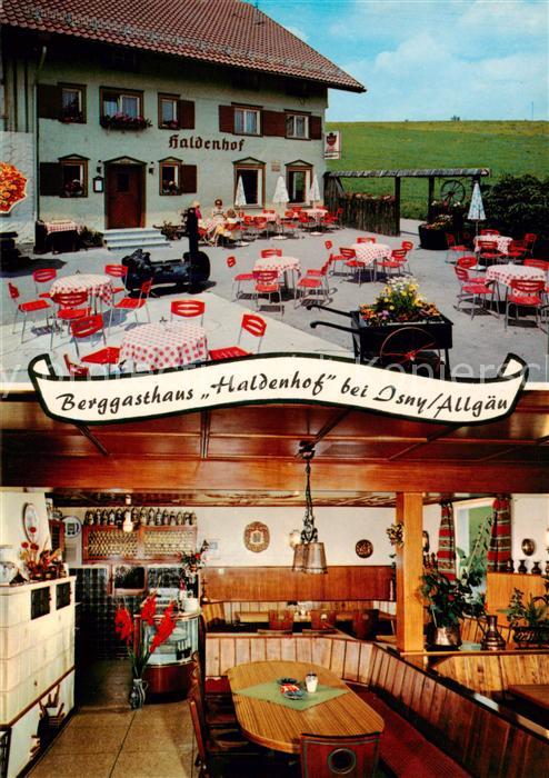 Isny Allgaeu Berggasthaus Haldenhof Terrasse Gaststube