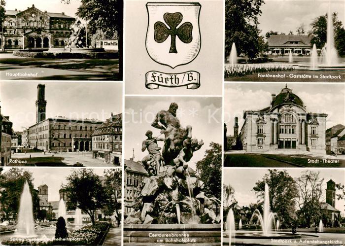 Fuerth Bayern Hauptbahnhof Rathaus Springbrunnen Centaurenbrunnen Fontaenenhof G