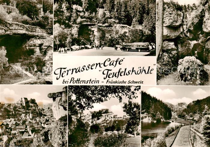 Pottenstein Oberfranken Terrassen Cafe Teufelshoehle Teilansichten