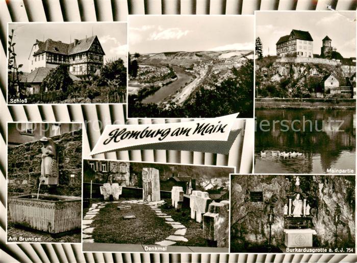 Homburg Main Schloss Mainpartien Am Brunnen Denkmal Burkardusgrotte