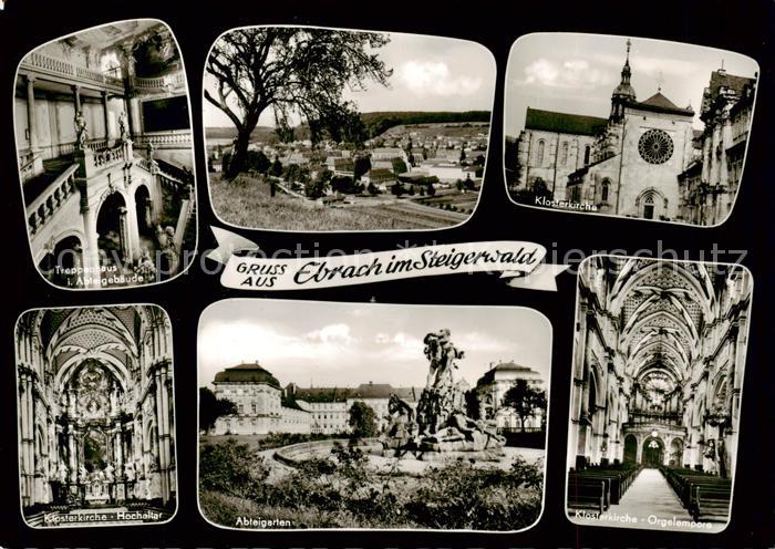 Ebrach Oberfranken Klosterkirche Hochaltar Treppenhaus im Abteigebaeude Panorama