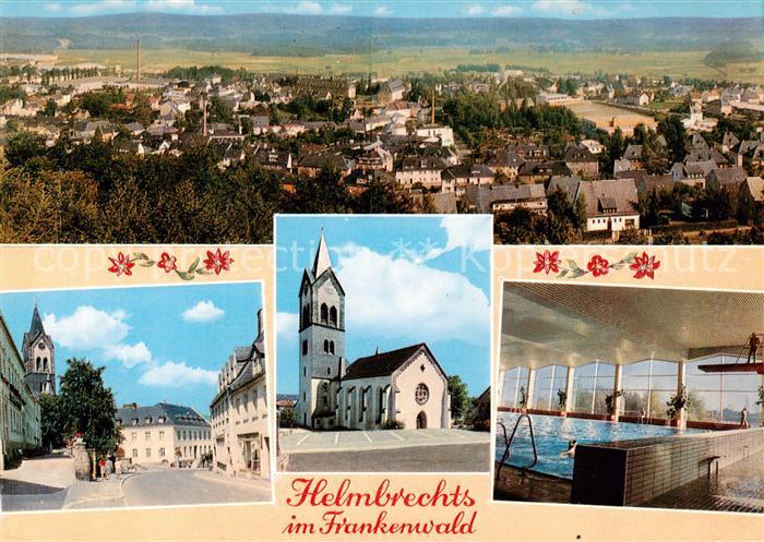Helmbrechts Oberfranken Panorama Ortspartie Kirche Hallenbad
