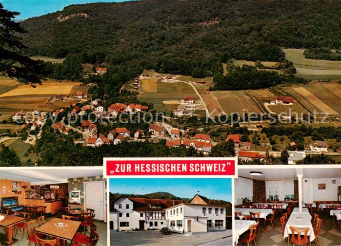 Hitzelrode Meinhard Fliegeraufnahme Gasthaus Hessische Schweiz Gastraeume