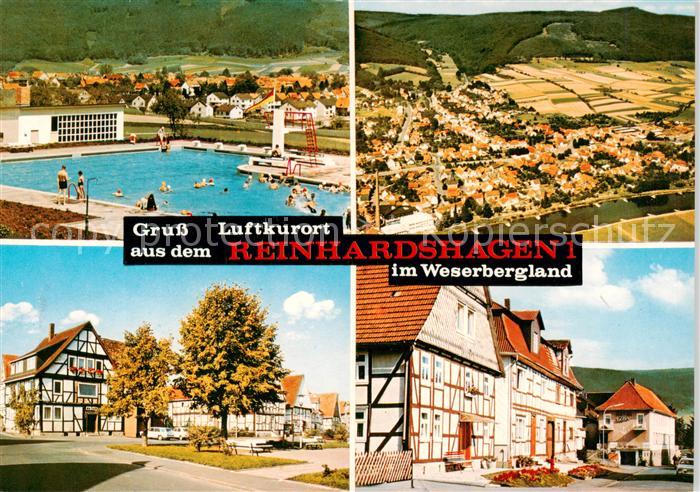 Reinhardshagen Schwimmbad Fliegeraufnahme Fachwerkhaeuser