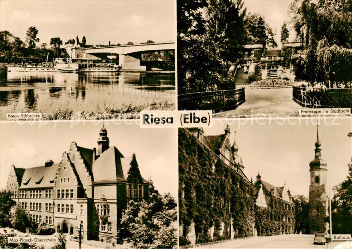 Riesa Sachsen Neue Elbbruecke Freitreppe im Stadtpark Max Planck Oberschule Rath