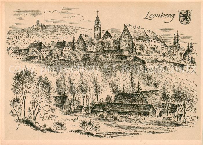 Leonberg Wuerttemberg Staedtebild aus alten und neuen Tagen Zeichnung