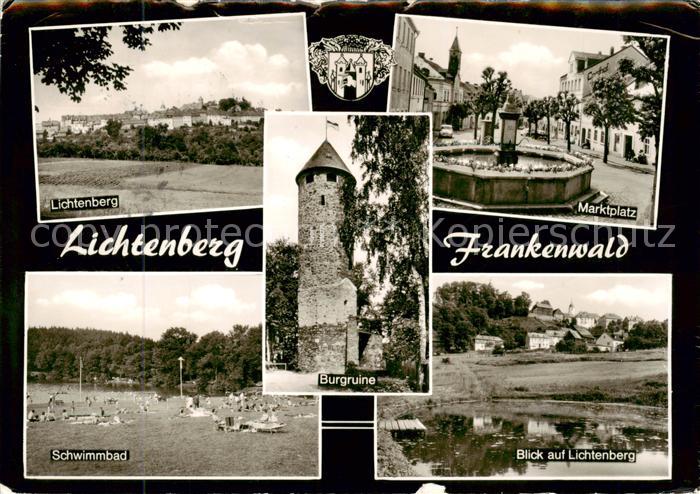 Lichtenberg Oberfranken Panorama Markt Brunnen Schwimmbad Burgruine Teilansicht