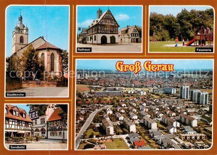 Gross-Gerau Stadtkirche Rathaus Fasanerie Sandboehl Fliegeraufnahme