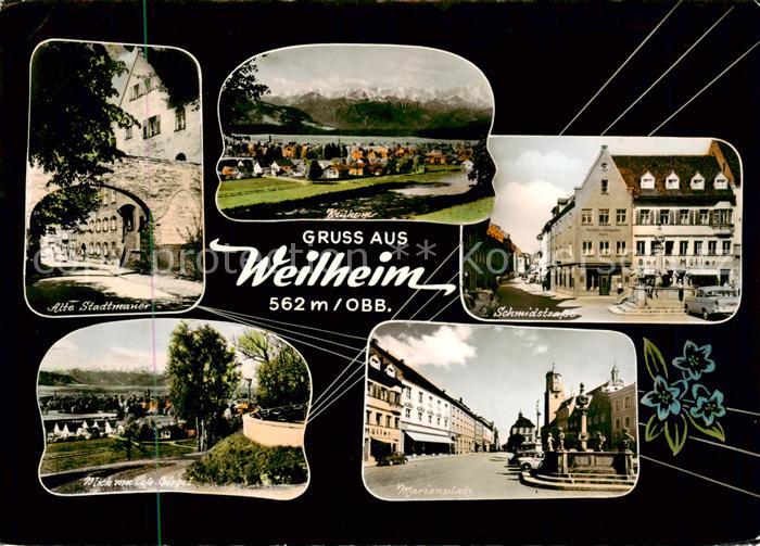 Weilheim Oberbayern Alte Stadtmauer Cafe Goergel Panorama Schmidstrasse Marienpl