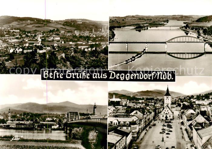 Deggendorf Donau Panorama Bruecken Rathaus