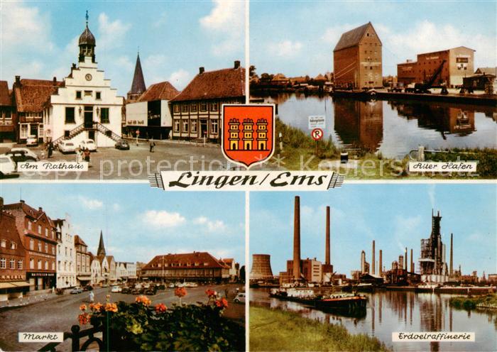 Lingen Ems Am Rathaus Alter Hafen Markt Erdoelraffinerie