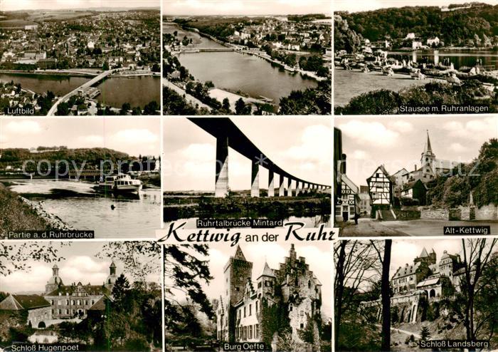 Kettwig Fliegeraufnahme Stausee Ruhranlagen Ruhrbruecke Ruhrtalbruecke Mintard A