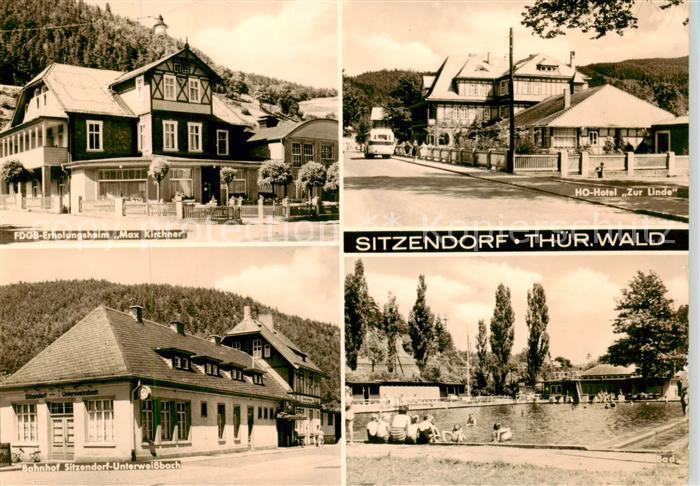 Sitzendorf Thueringen FDGB Erholungsheim Max Kirchner HO Hotel Zur Linde Bahnhof