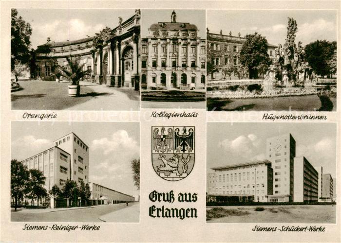 ERLANGEN Bayern Orangerie Kollegienhaus Hugenottenbrunnen Siemens Reiniger Werke