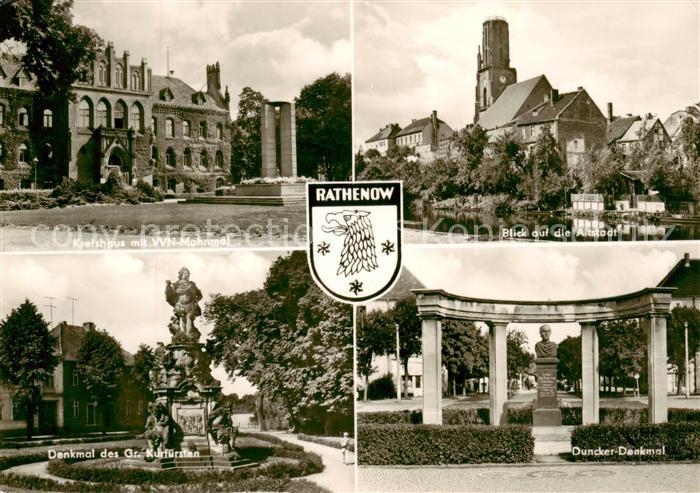 Rathenow Kreushaus mit WN Mahnmal Altstadtblick Denkmal des Gr Kurfuersten Dunck