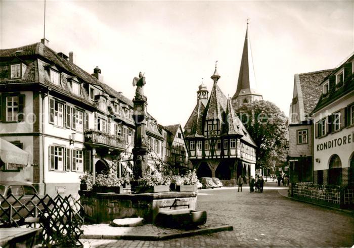 Michelstadt Rathaus 15. Jhdt. Marktbrunnen Kirchturm