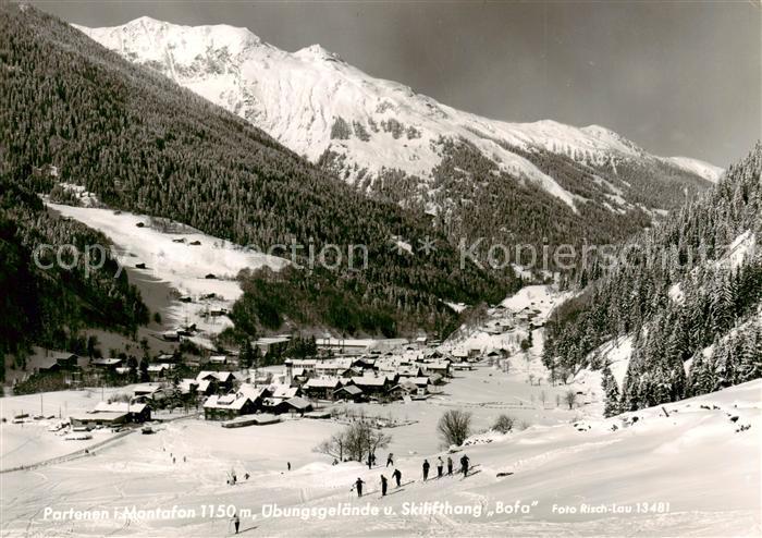 Partenen Vorarlberg Panorama Wintersportplatz Alpen uebungsgelaende und Skilifth