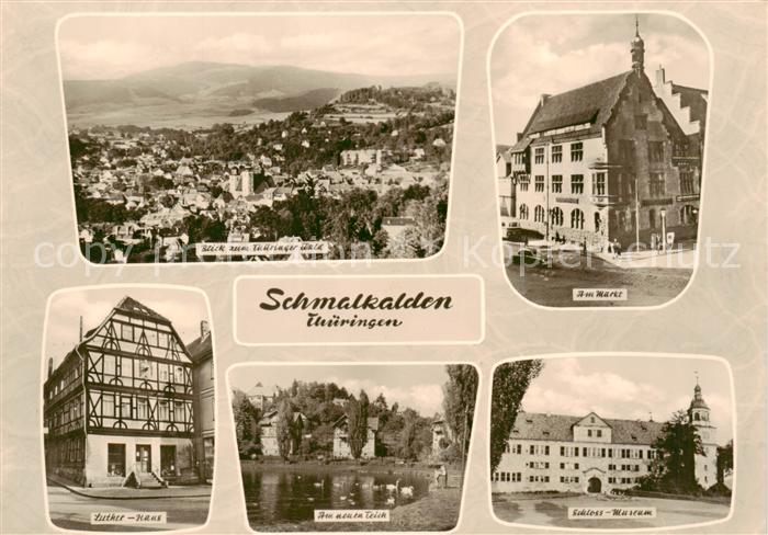 Schmalkalden Thueringen Panorama Blick zum Thueringer Wald Markt Luther-Haus Tei